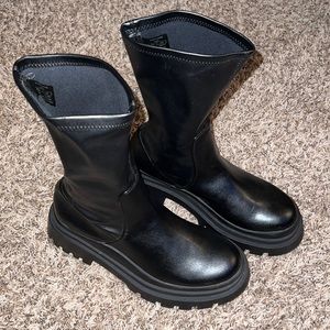 Vegan leather mid calf boot